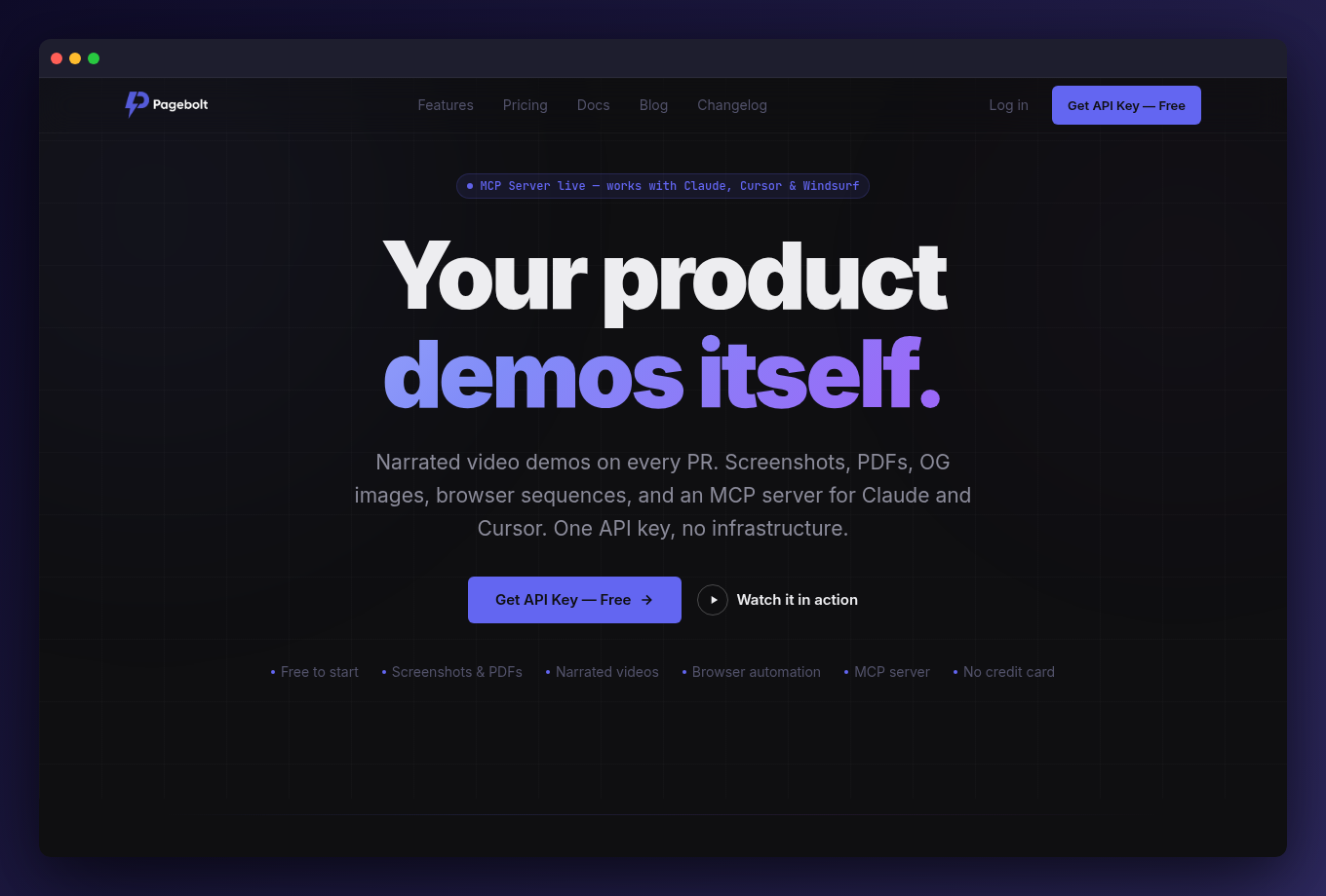 PageBolt narrated video audit trail output